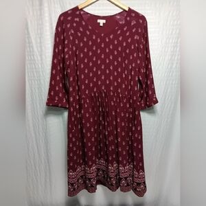 Garnet Hill 3/4 sleeve lined midi Dress. NWOT. Size 8